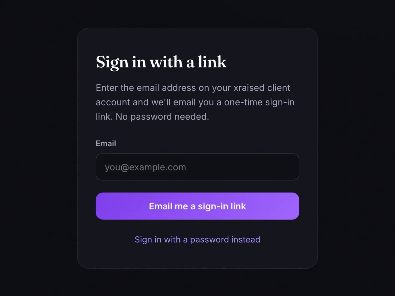 The sign-in page that emails a one-time link instead of asking for a password